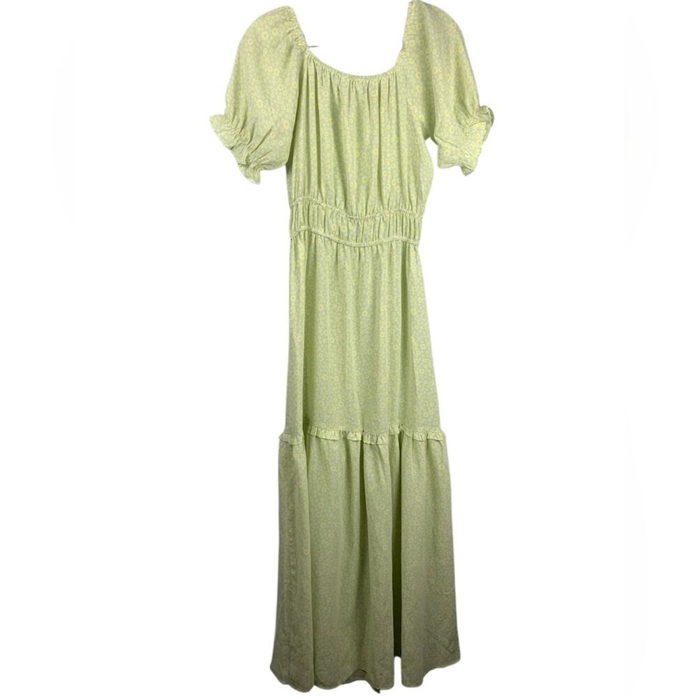 Lucca size small light green daisy flower tiered maxi dress boho cute dainty